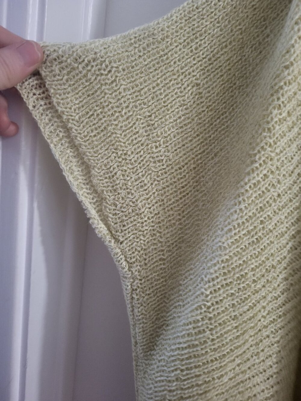 NWOT oversized Pale Yellow Open Knit Batwing Boho sweater perfect for layering - Picture 2 of 5